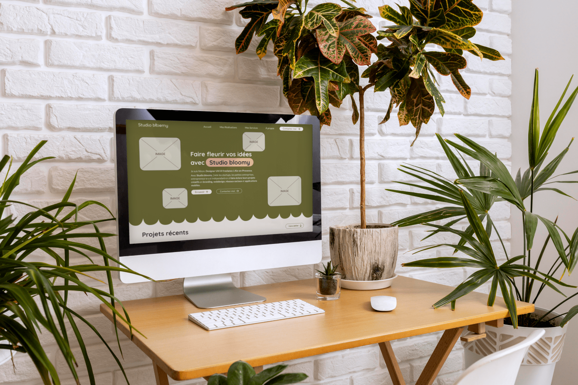Aperçu de l'accueil du site web de Studio bloomy, projet de branding et création de site.